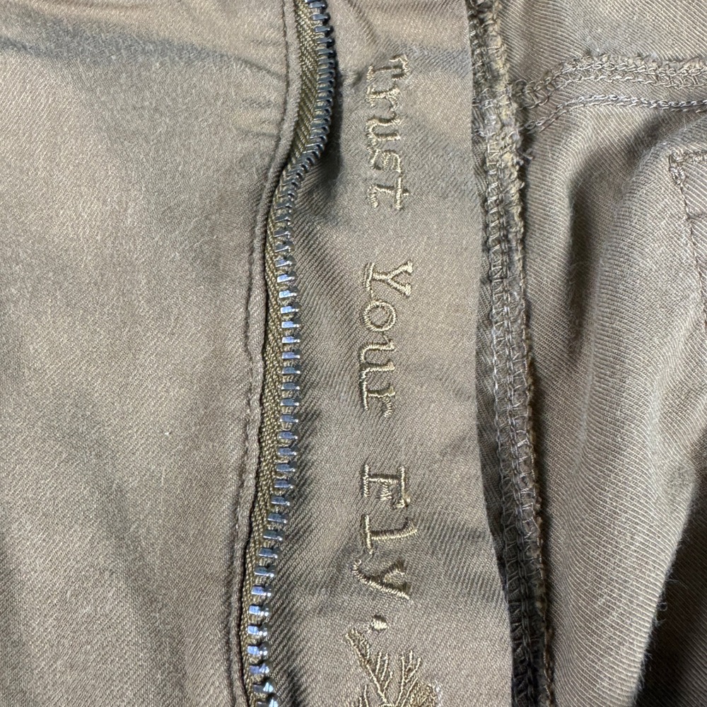 Orvis Mens Five Pocket Straight Leg Pants Brown Khaki Trust Your Fly 36x34 - Picture 8 of 13